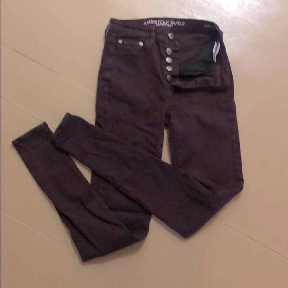 American Eagle maroon super high rise jegging jean
